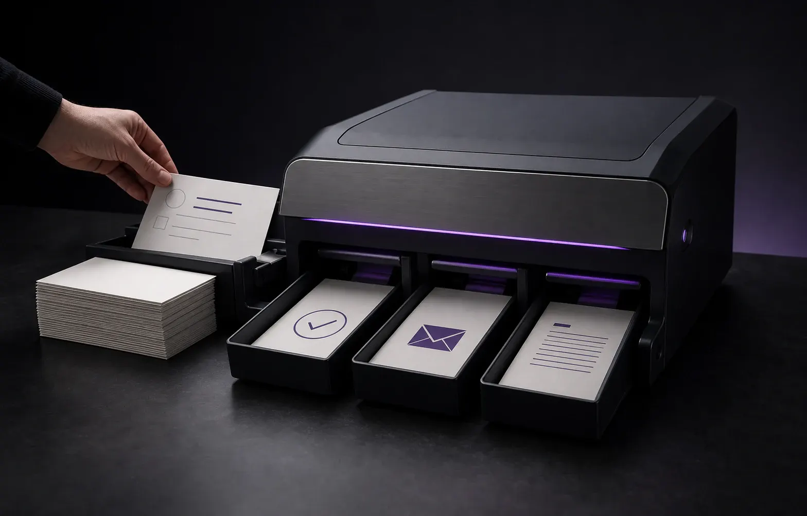 A workflow system automatically completing repetitive work and sorting it into the right outputs