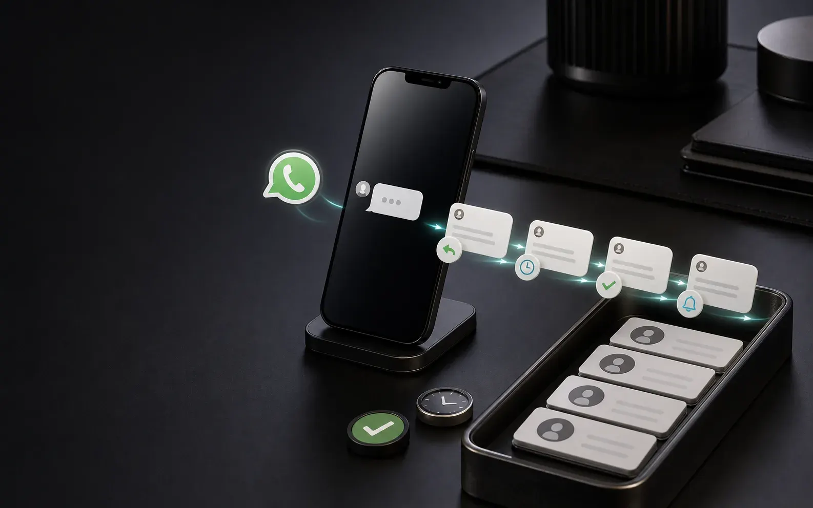 WhatsApp and SMS messages turning into automated follow-up, confirmation and reminder flows